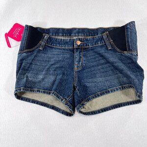 Isabel Maternity Target Side Panel Stretch Under Belly Denim Jean Shorts 10 NWT